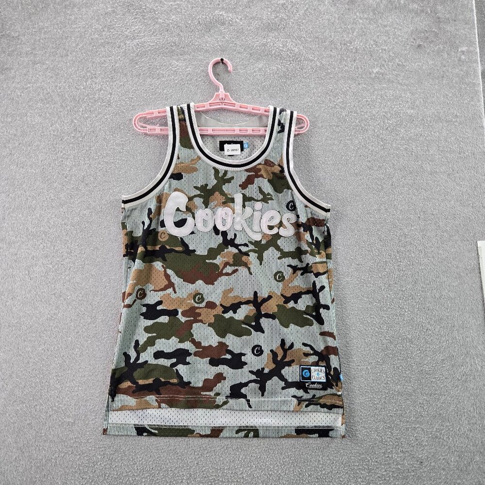 Cookies SF Men Jersey M‎ Green Embroidered Camouflage Logo 88 Tank Top